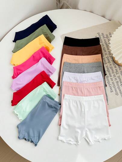 15件套女婴休闲纯色松紧腰针织短裤，夏季