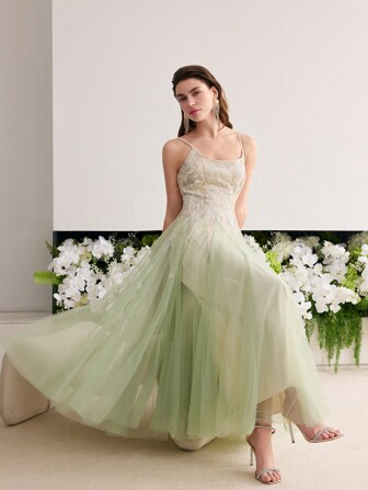 MOTF Soiréza VESTIDO CÓCTEL FLUIDO DE MALLA DE CONTRASTE