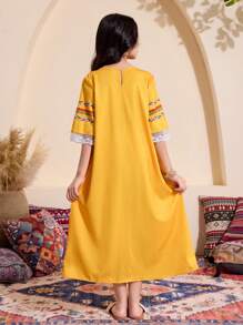 Vestido suelto informal de verano para niña preadolescente - Amarillo - Ver 2