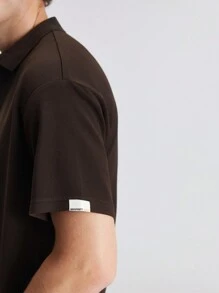 Ontre Camisa polo casual de manga corta con cuello vuelto de unicolor para hombre