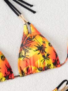 Slaydiva Summer Women's Sexy Backless Tie-Up Graphic Bikini 2 Pieces Bikini Set - Multicolor - View 8