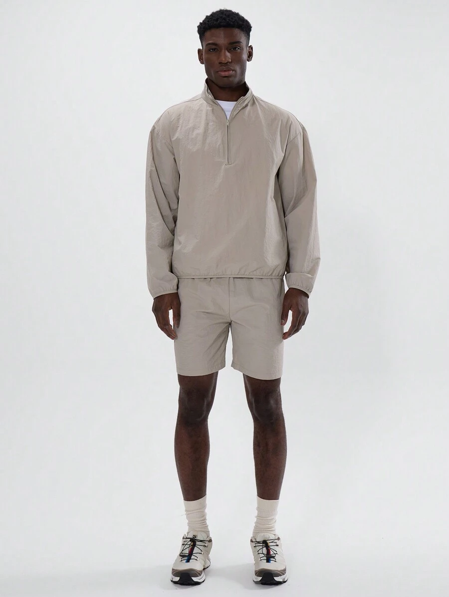 Musero Nylon Slip Side Pocket Basic Plain Shorts Spring Autumn Wardrobe Capsule - Grey - View 1