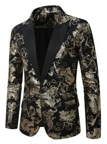 Manfinity AFTRDRK Plus Size Men Plain Color Patchwork Long Sleeve Pocket Simple Blazer