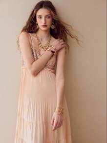 MOTF PREMIUM CONTRAST SEQUIN FLOWY CAMI DRESS,SPRING/SUMMER - Apricot - View 6