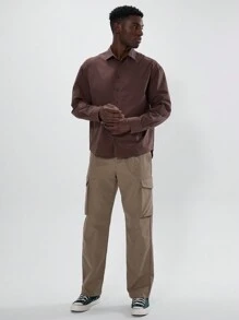 Musero Straight Leg Utility Chino Cargo Trousers - Brown - View 2