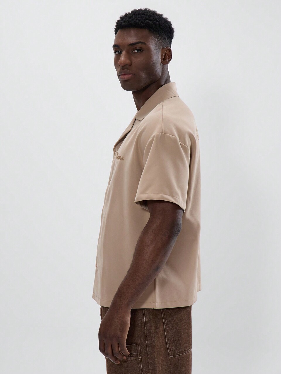 Oversized Short Sleeve Revere Collar Button Through Embroided Branding Detailing Spring Summer Essentials