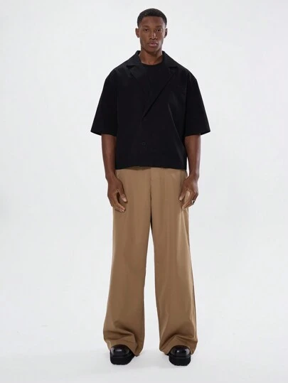 Musero Pantalones holgados de pierna ancha con cintura elástica, estilo de calle para otoño e invierno