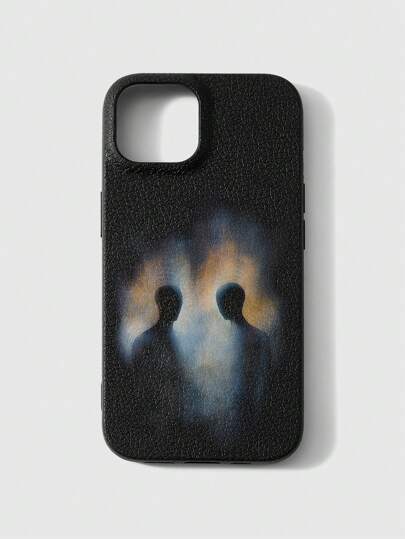 Goth 1 pezzo Custodia per telefono in pelle con texture effetto ombra nera in stile punk