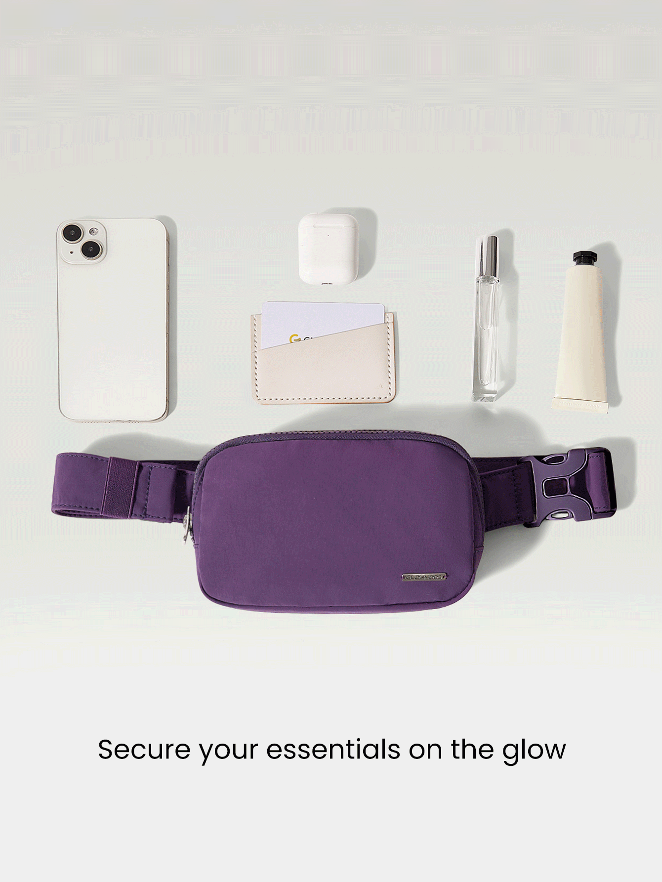 GLOWMODE 0.7L Matte Zipper Everywhere Belt Bag Water Repellent Waist Crossbody Bags With Adjustable Strap - Purple - View 3