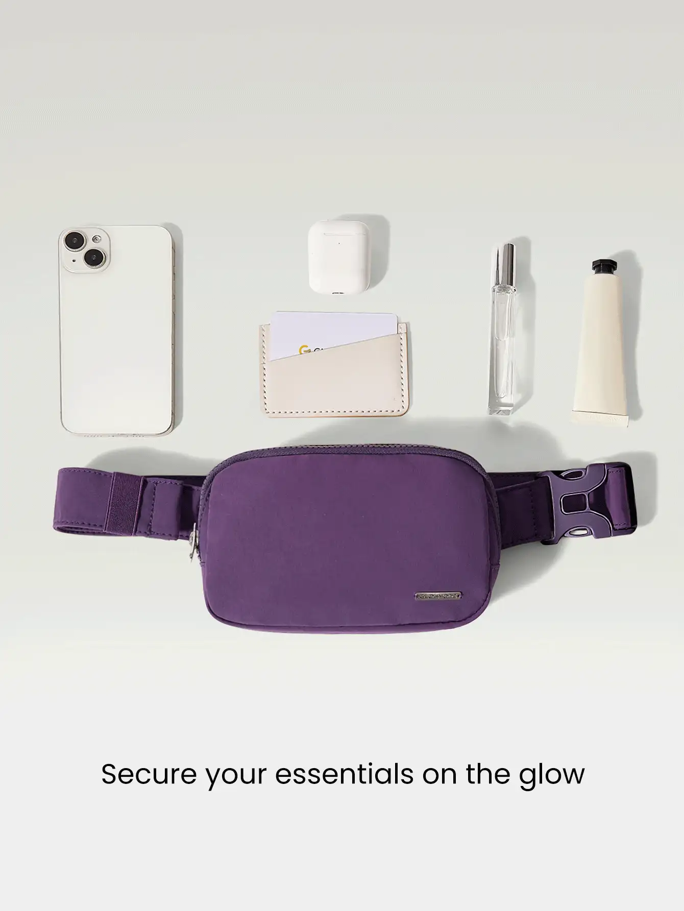 GLOWMODE 0.7L Matte Zipper Everywhere Belt Bag Water Repellent Waist Crossbody Bags With Adjustable Strap - Purple - View 3