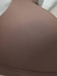 Women's Solid Color Spaghetti Strap Minimalist Fitted Casual Bra - Mocha Brown - View 3