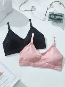 2pcs Seamless Underwear Set For Tween Girls - Multicolor - View 1