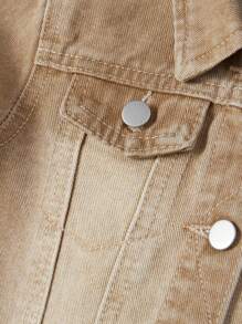 SHEIN Baby Girl Loose Fit Cool Denim Jacket - Khaki - View 5