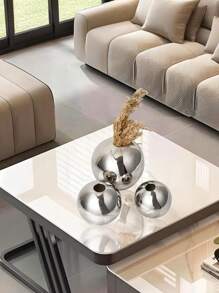 1 Peça Vaso Cerâmico Decoração Doméstica Artesanato, Vaso de Flor Arte Vaso Hidropônico Decoração Doméstica Presentes, Vaso Cerâmico Artesanato Pequena Bola Redonda Vaso Recipiente de Planta Copo Arranjo Floral Decoração Doméstica de Mesa (Prata) - Prata - Visão 6