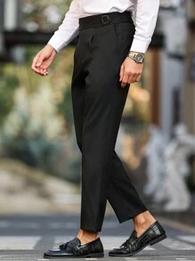 Manfinity Bizformal Men's Business-Casual White Suit Pants Featuring A Waistband Ribbon Design, Perfect As A Gift For Your Boyfriend Or Husband. Men's Casual Solid Color Tapered Suit Pants , White Pants For Men , Men White Slim Dress Pants , , Unique Suit For Men , White Suit Men