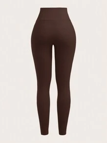 SHEIN EZwear Two-Piece Set Women Solid Color High Waist Simple Fitted Casual Leggings