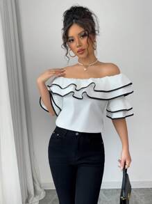 Selianne Blusa con hombros al descubierto y volantes