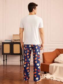 Happy Jammies Men's Casual Pajama Set, Includes Short Sleeve Top And Pants, Minimalist Style For Everyday Wear