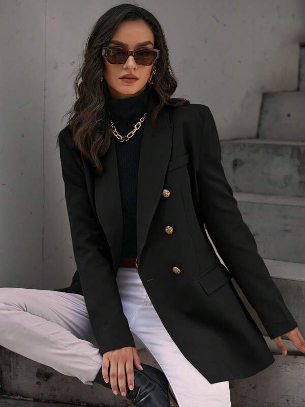 Aveloria Modichic Lapel Neck Double Breasted Casual Blazer Fall Cloth For Women