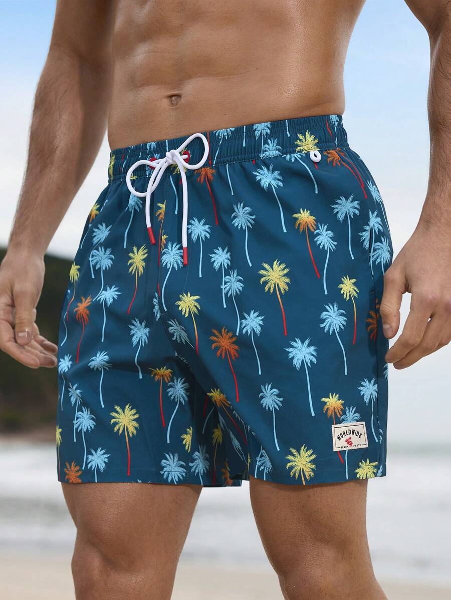 Surfspeed Men's Tie Front Printed Pocket Casual Beach Pants, Vacation & Leisure Men Swim Trunks - Multicolor - View 1