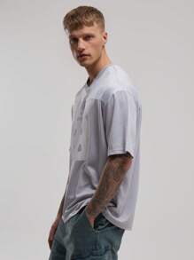 Musero Men Short Sleeve Boxy Graphic "93" Jersey Style V Neck Top Spring Summer - Multicolor - View 2