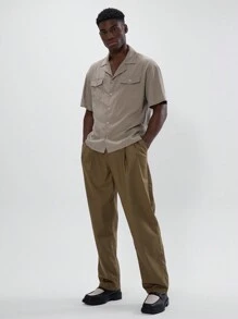 Long Sleeve Button Through Colared Shirt Basics Smart Style Shirt SPRING SUMMER Essentials Layering - Coffee Brown - View 1