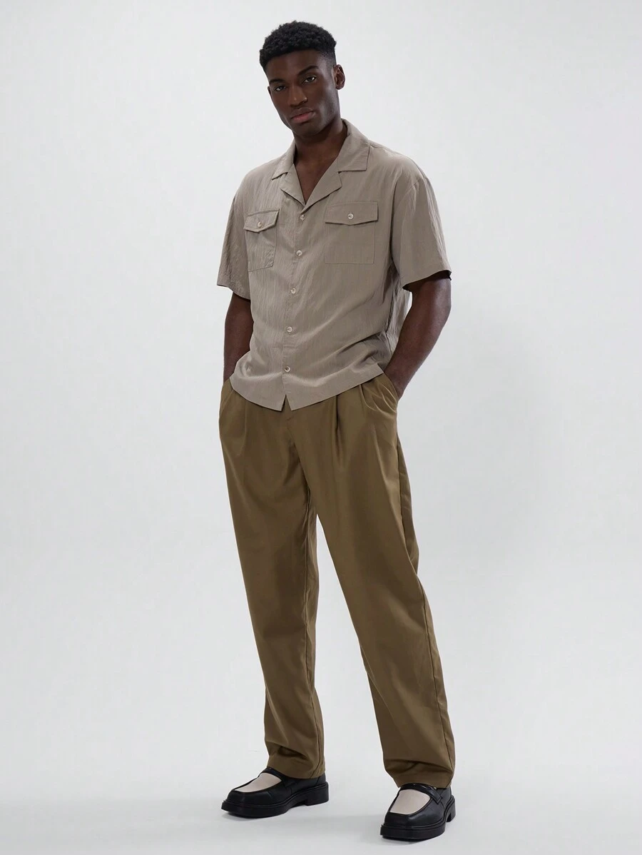 Long Sleeve Button Through Colared Shirt Basics Smart Style Shirt SPRING SUMMER Essentials Layering - Coffee Brown - View 1