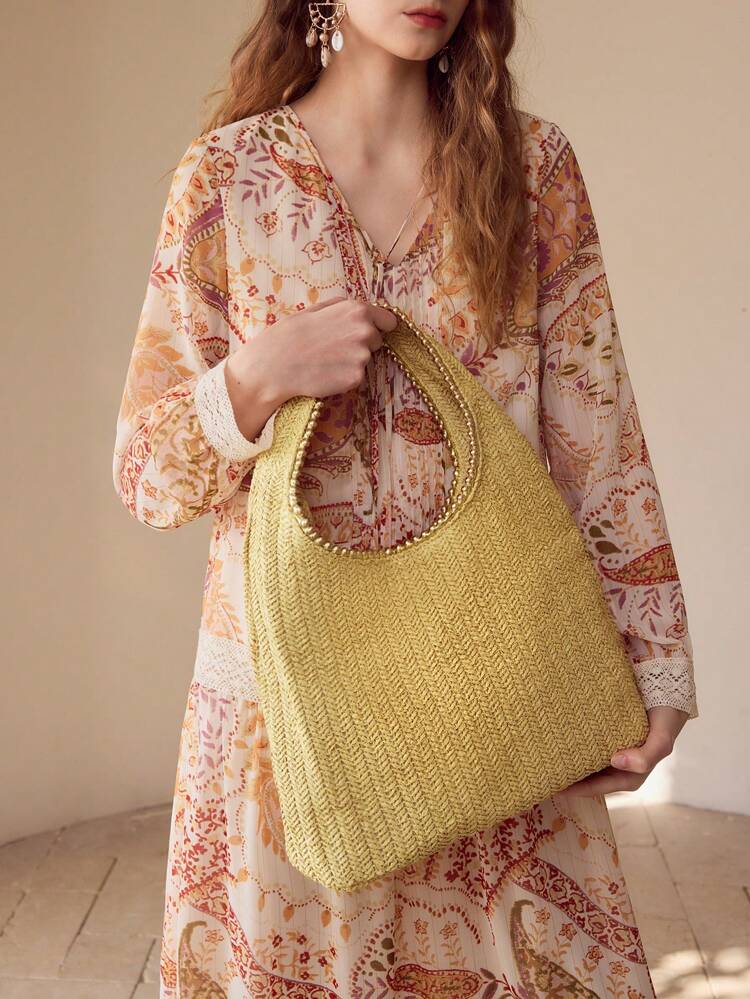 WOMEN'S FASHION SIMPLE VACATION BEADED HANDBAG