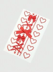 ROMWE Kawaii 1pc Butterfly & Heart Shaped Sparkling Face Jewel Sticker - Red - View 1