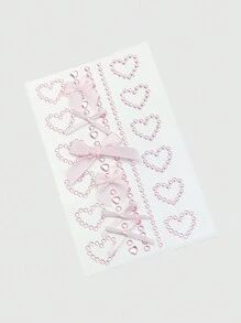 ROMWE Kawaii 1pc Butterfly & Heart Shaped Rhinestone Face Jewelry Sticker - Pink - View 2