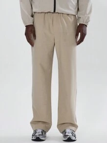 Musero Lightweight Straight Leg Basic Plain Trousers Winter Capsule Wardrobe - Khaki - View 2
