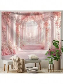 1 件花卉拱门景观图案装饰壁挂毯，适用于房间墙壁装饰、家居装饰