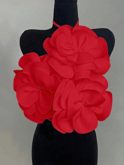 Chiquease Women's Standard Size Ribbed Lace-Up Neck Vest Top With White Large Floral Decor, Skin-Friendly Sleeveless Bodycon