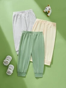 SHEIN 3 件套男婴可爱动物考拉熊和小狗印花耳饰休闲裤，百搭百搭长裤，莫兰迪混合，适合家居、休闲、户外活动、所有季节