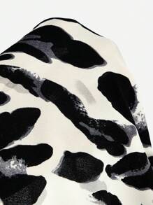 SHEIN VCAY Falda informal con bajo a diferente altura y nudo al frente con estampado de leopardo, para tallas grandes, para verano