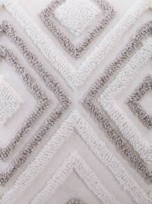 Housse de coussin décoratif en velours, motif géométrique brodé sur canevas pour le salon et la chambre à coucher - Kaki - Voir 4