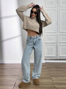 RueChic 女士直筒中腰牛仔裤