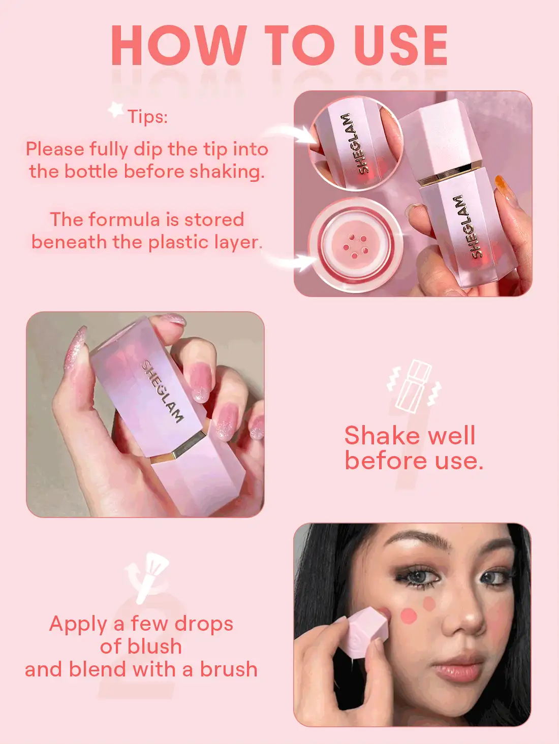 SHEGLAM Color Bloom Liquid Blush-Real Liquid Blush FlüSsiges, Wasserfestes, Lang Anhaltendes, Hochpigmentiertes, Lichtechtes, NatüRlich Anhaltendes Strahlen, Leichtes Gesichts-Make-Up Abschluss Geburtstag Urlaub Sommer Herbst Autumn Y2K Schick Mode Damen Make-Up Kosmetik Party Strand Reise Camping DraußEn Schule Campus Ausflug Festivals Dekoration Geschenk PräSent Rose MäDchen Cosplay Beste Farbe Charme AtmosphäRe