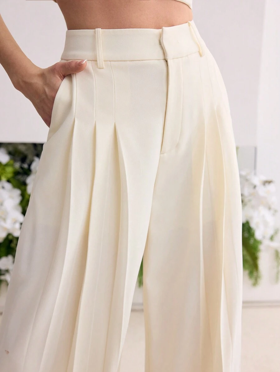 MOTF Soiréza FOLD PLEATED WIDE LEG SUIT PANTS