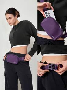 GLOWMODE 0.7L Matte Zipper Everywhere Belt Bag Water Repellent Waist Crossbody Bags With Adjustable Strap - Purple - View 8