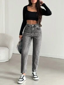 Cottnline 100% Baumwolle hellgraue gerade Jeans