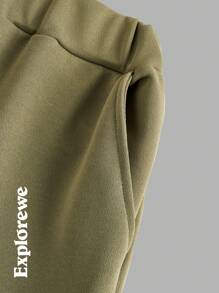 SHEIN Bộ 2 chiếc/Bộ áo nỉ trùm đầu dài tay in chữ "Teen Boy" và quần dài chạy bộ cho bé trai tuổi teen - Màu Tím - Xem 11