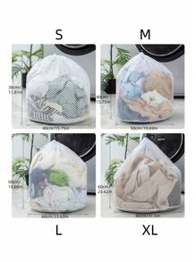 1pc Drawstring Mesh Underwear Laundry Bag, Washing Bags ,Organizer Net Washing Machine Bag For Clothes Organize, Large Capacity Dirty Laundry Bag Dress Pants Shoes Jeans Boots Skirt - White - View 6