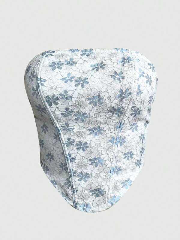 Women's Floral Print Bandeau Bra, Simple & Fitted Sexy Design