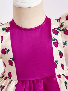 SHEIN Babygirl Stylish Colorblock Floral Pattern Summer Vacation Sundress - Multicolor - View 4