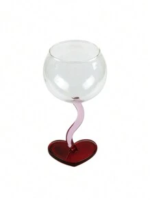 Joivida 1pc Romantic Style Red Heart Shaped Glass High Footed Sundae Cup, INS Style Cold Brew Coffee Cup, Creative Home Drinking Cup, Ice Cream Dessert Cup, Home Decoration & Holiday Gift For Birthday, BBQ Party, Boyfriend & Girlfriend - Multicolor - View 3