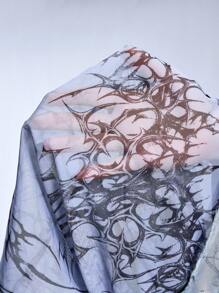 ROMWE Grunge Punk Y3K Cybersigilism Print Mesh Sheer Skinny Top - Multicolor - View 7