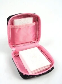 Luiza Werlang رمضان حقيبة تجميل جميلة ذات نمط قلب وفراشة باللونين الأسود والوردي، للتخزين، مناسبة لعيد الحب