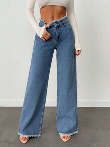 EURMUSE 100%Cotton Rigid, Belt Detailed Wideleg Fit