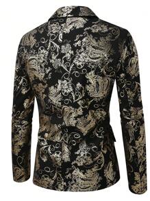 Manfinity AFTRDRK Plus Size Men Plain Color Patchwork Long Sleeve Pocket Simple Blazer